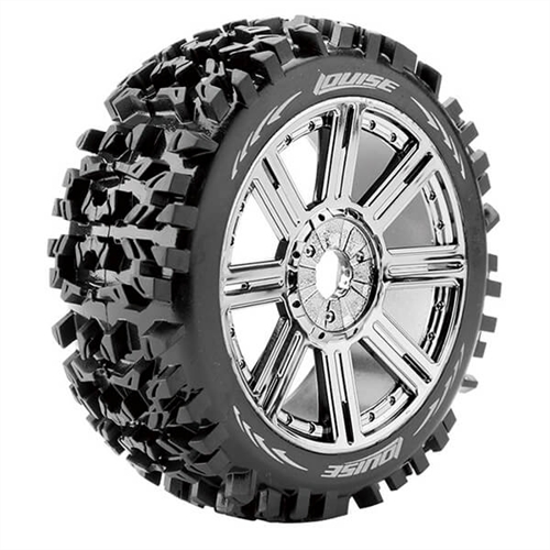 LOUISE RC B-PIONEER 1/8 FR/RR SOFT HEX 17MM SPOKE BLACK CHROME